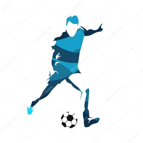 Abstract Soccer Player Kicking Ball Vector Silhouette — Stock Vector