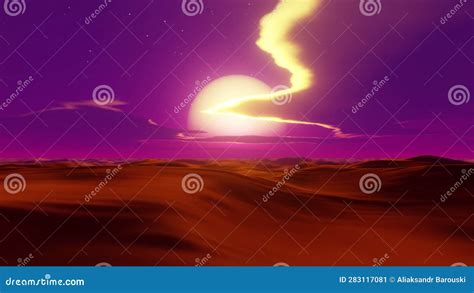 Flight Over The Dunes At Sunset Stylized Synthwave Animation Seamless