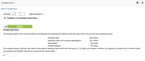 Solved 13 Problem 11 02 Project Cash Flow Project Cash Chegg