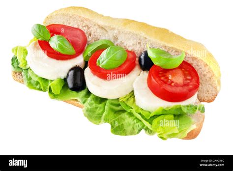 Baguette Mozzarella And Tomatoes Stock Photo Alamy