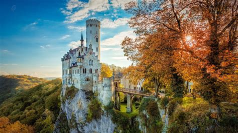 Wallpaper 1920x1080 Px Architecture Bridge Castle Cliff Fall