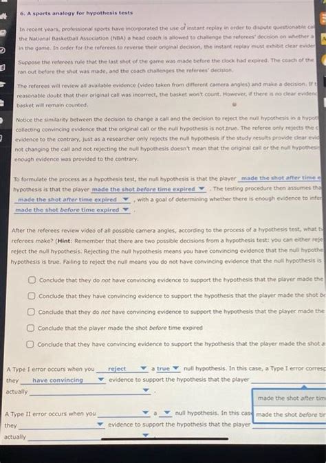Solved A Sports Analogy For Hypothesis Tests A In Chegg
