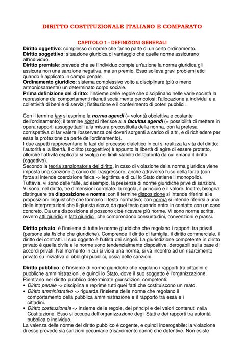 Schemi Diritto Definitivi Diritto Costituzionale Italiano E Comparato