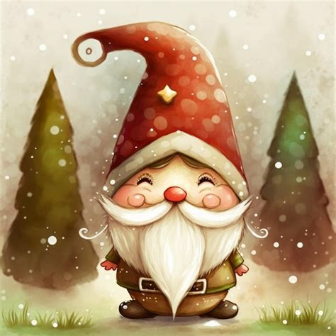 Premium Ai Image Watercolor Holiday Gnome Art