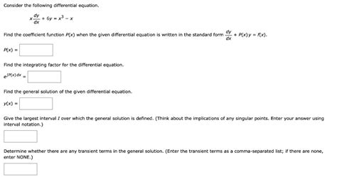 Solved Consider The Following Differential Equation 6y P X Y F X Find The Coefficient