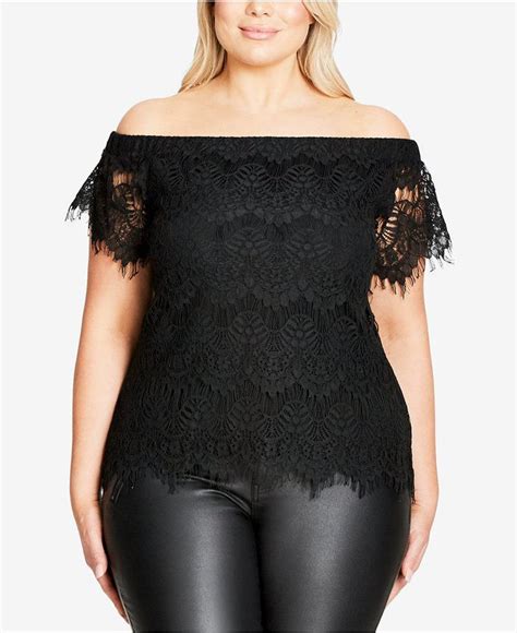 City Chic Trendy Plus Size Off The Shoulder Lace Top Trendy Plus Size