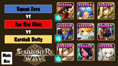 Siege Wars Squad Zero V Zcc V Kardiak Unity Summoners War Youtube