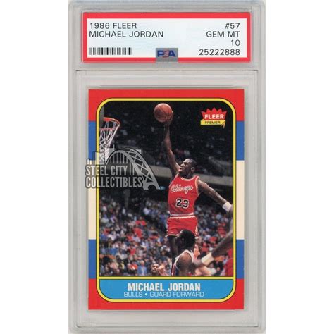 Michael Jordan 1986 87 Fleer Basketball Rookie Card RC 57 PSA Gem Mint