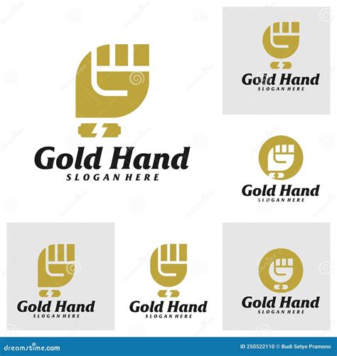 Modelmodel Van Het Gouden Handlogo Het Concept Van Het Handembleem Van