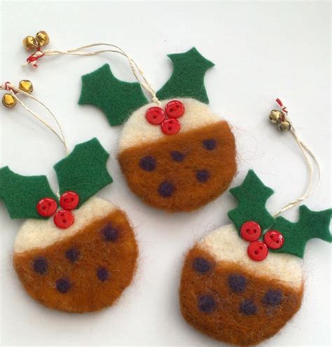 SALE Needle Felted Christmas Pudding Decorations - Folksy