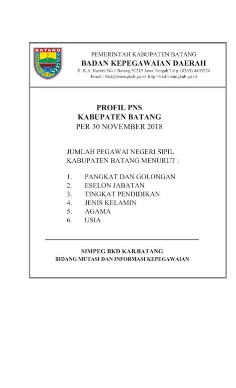 Pdf Profil Pns Kabupaten Batang Per November Bkd Batangkab Go