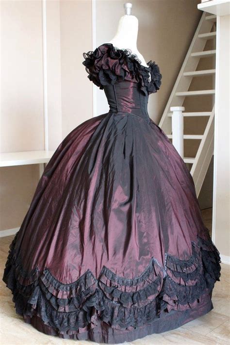 Ballkleid Viktorianischen Kleid Mit Schwarzer Spitze Und Band Etsy