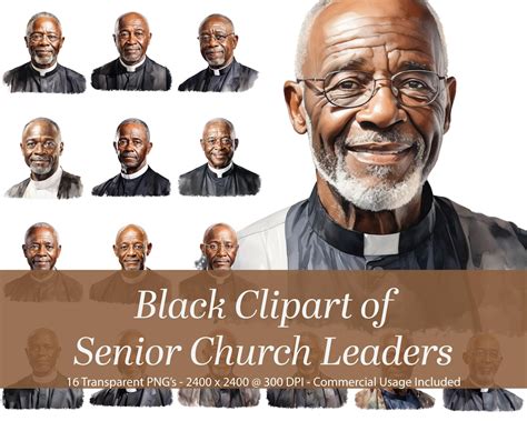 African American Church Clipart. Senior Church Leaders. Priests and Pastors Clipart. Black ...