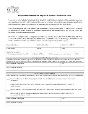 Fillable Online Face Covering Exemption Request Process Fax Email Print