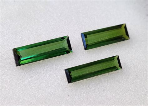 Natural Green Tourmaline Baguette Cut Gemstone Pcs Top Grade