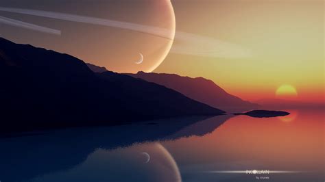 Photo of sunset, landscape, space art, digital art, space HD wallpaper ...