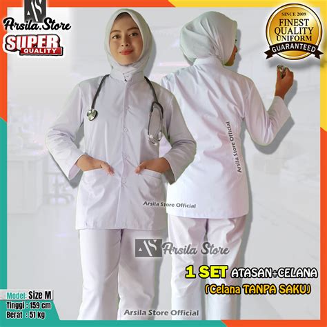 Jual BAJU SERAGAM PERAWAT BIDAN SEKOLAH KESEHATAN WARNA PUTIH BERSIH