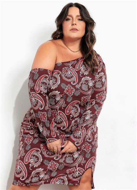 Vestido Tnico Bord Assim Trico Plus Size Marguerite