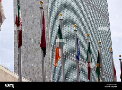 National Flags Including Ireland At The United Nations Headquarters