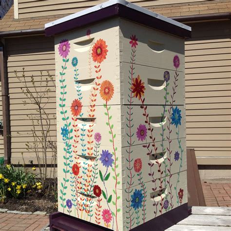 Hand Painted Beehive for Honey Bees