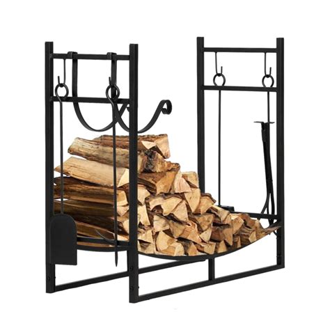Salonmore 35in Log Rack Heavy Duty Firewood Stacker Wood Pile Rack With