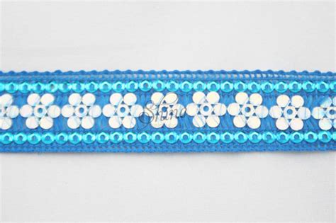 Indian Metallic Flower Trim Aqua Shine Trimmings Fabrics