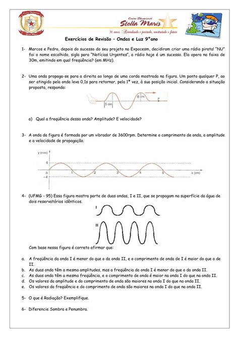 PDF Exercícios de Revisão Ondas e Luz 9ano PDF fileExercícios de