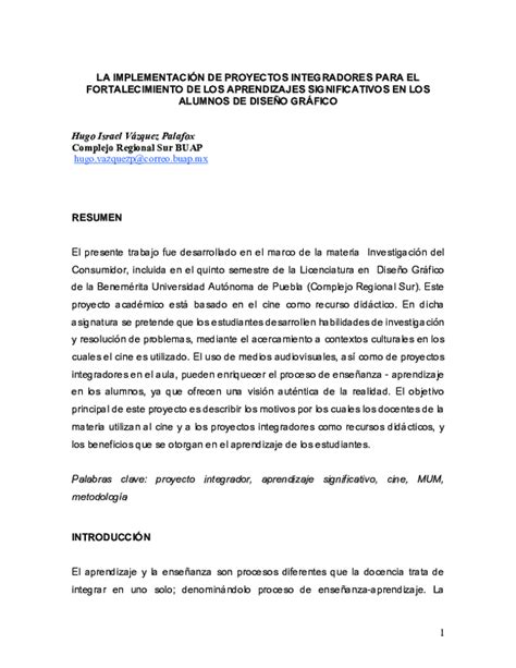 Pdf La ImplementaciÓn De Proyectos Integradores Para El