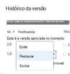 Restaurar Uma Vers O Anterior De Um Item Ou Arquivo No Sharepoint