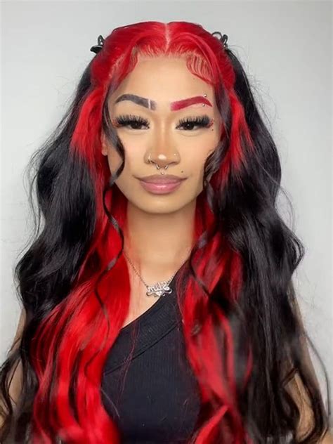 Demon Red Top Straight Natural Black Hair Lace Front Wig Curlyme Hair