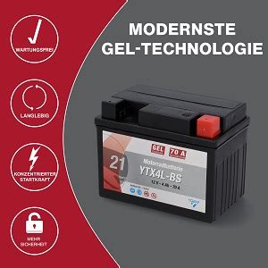 Cartec Motorradbatterie Ytx L Bs Ah A Gel Technologie Motorrad