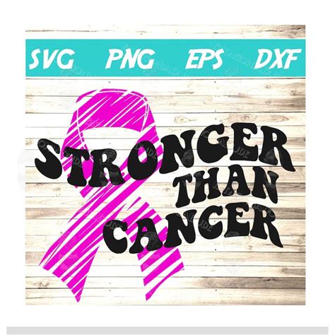 Stronger Than Cancer Svg Awareness Ribbon Inspire Uplift