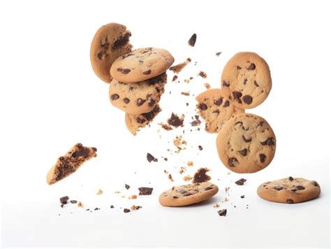 Premium Photo Tasty Chocolate Chip Cookies Falling Isolated On White