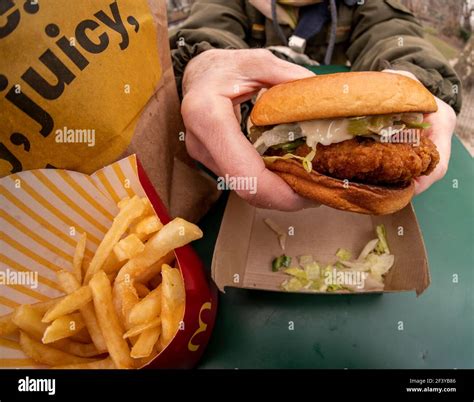 Mcdonalds Deluxe Crispy Chicken Sandwich Meal Hi Res Stock Photography