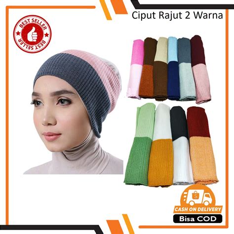 Jual Ciput 2warna Ciput Rajut Inner Bandana 2 Warna Dalaman Jilbab