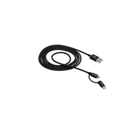 Cabo Usb Em Para Micro Usb E Usb C M Nylon Preto Euabc Np