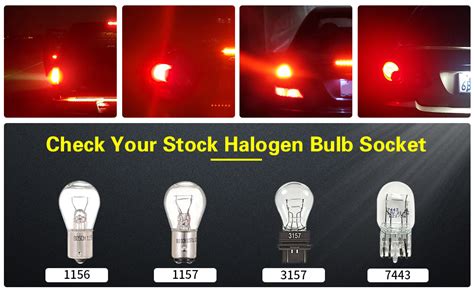 Auxlight 3157 3156 3056 3057 T25 4157 3157k Led Strobe Bulbs Brilliant Red Ultra