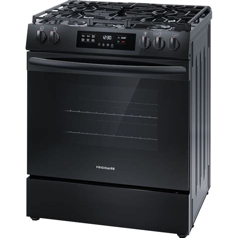 Frigidaire 30-in 5 Burners 5.1-cu ft Steam Cleaning Slide-in Natural Gas Range (Black ...