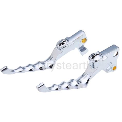 Left Right Skull Chrome Zombie Motorcycle Brake Clutch Levers For