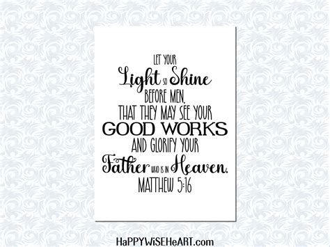 Matthew 5 16 Let Your Light Shine Printable Christian Art With Etsy