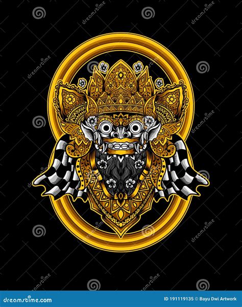 Illustration Vector Barong Bali Culture Icon Form Bali Indonesia With