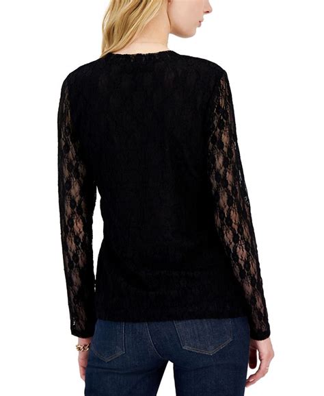 Inc International Concepts Lace Long Sleeve Top Created For Macys