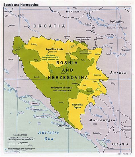 Detailed Political Map Of Bosnia And Herzegovina 1997