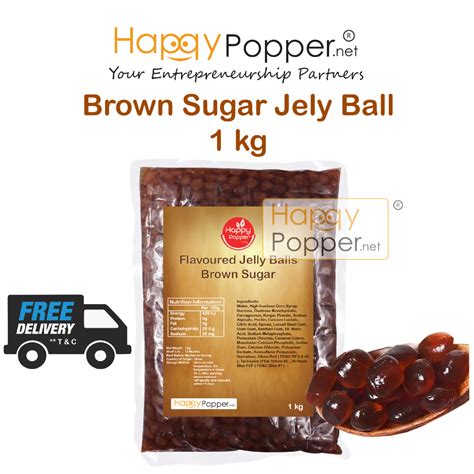 Happypopper Brown Sugar Jelly Ball 1kg Boba Black Pearl 3q Brown Sugar