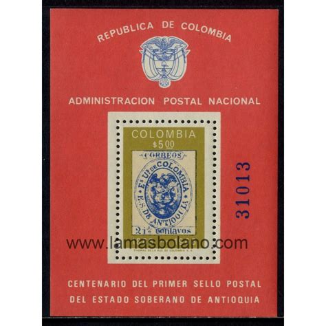 SELLOS DE COLOMBIA 1968 CENTENARIO DEL SELLO DEL ESTADO SOBERANO DE