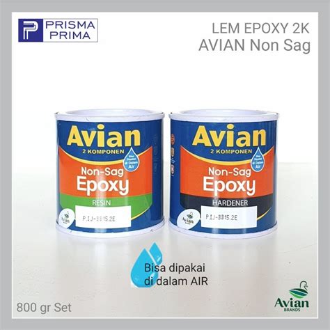 Jual Lem Epoxy AVIAN Non Sag 800 Gr Set Serbaguna Kayu Besi Logam Kaca