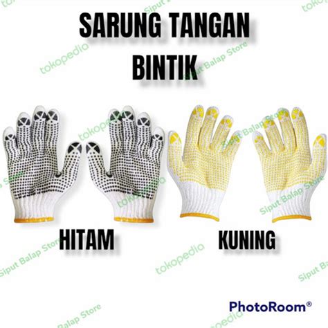 Jual Sarung Tangan Kerja Bintik Polkadot Dot Hitam Kuning Proyek