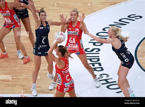 Sydney Australia May 16 Helen Housby Of The Nsw Swifts Is Blocked By Allie Smith Of The