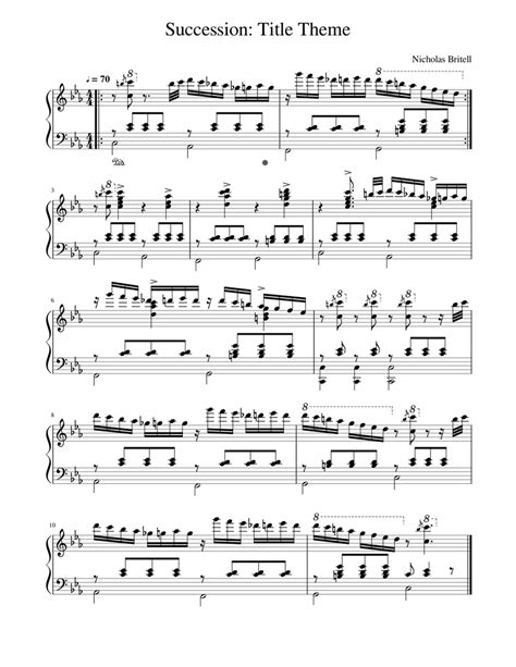 Succession Main Theme Sheet Music For Piano Solo