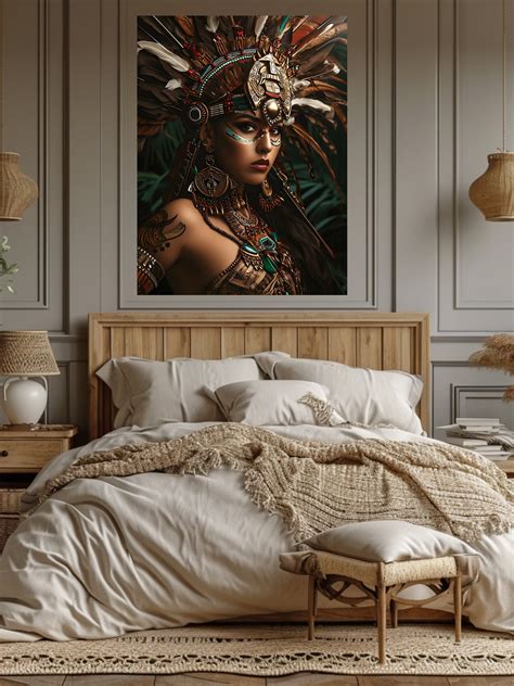 Female Aztec Warrior Southwestern Aztec Home Decor Aztec Female Warrior